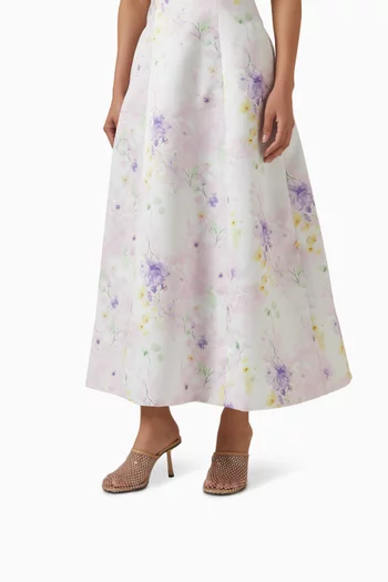 حذاء مفتوح من الخلف مرصع بالكريستال بكعب 95 مم قماش شبكي وأجزاء شفافة