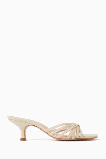 حذاء تارا مفتوح من الخلف بكعب 50 مم جلد