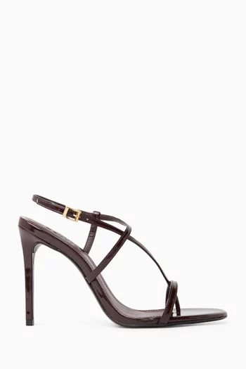 صندل أزور بكعب 105 مم جلد لامع