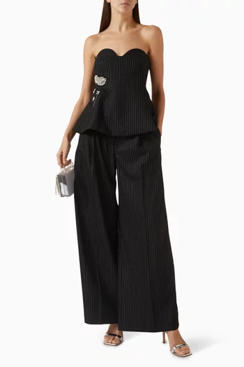 Tiffany Pinstripe Wide-leg Pants