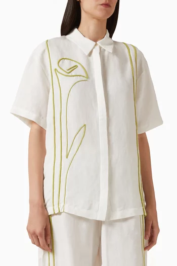 قميص كوري كتان وفيسكوز