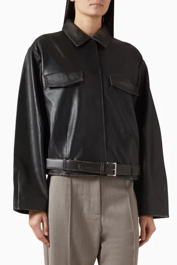 Belted Jacket in Brushed Leather