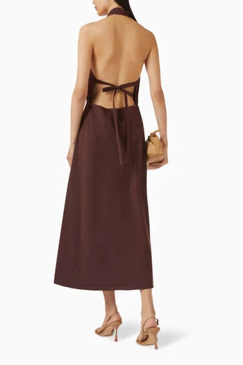 Halter Wrap Dress in Cotton-blend