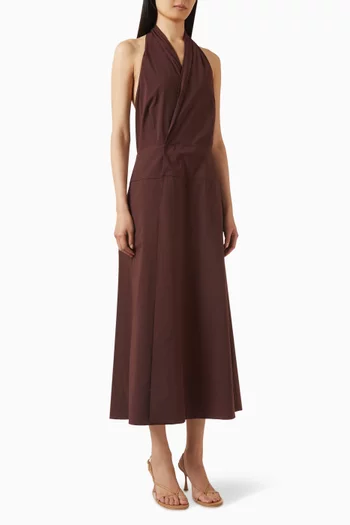 Halter Wrap Dress in Cotton-blend