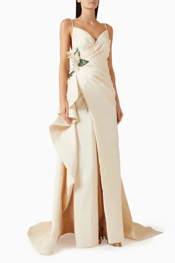 فستان سهرة انديل مزين بزهور بارزة تفتا