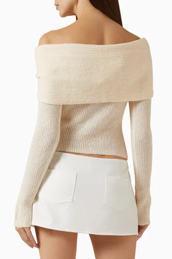 Off-shoulder Rib-knit Top