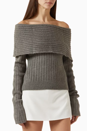 Off-shoulder Turtleneck Top