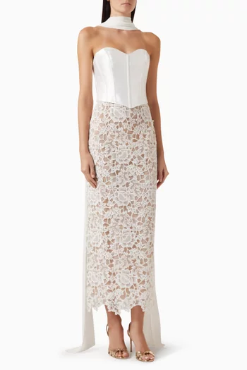 طقم فستان ووشاح بولسين تفتا ودانتيل