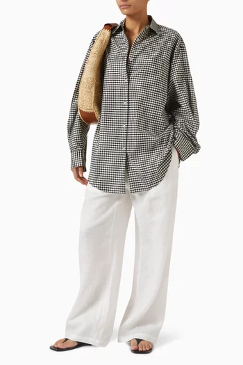 قميص لا جولا بنقشة مربعات قطن مطاطي