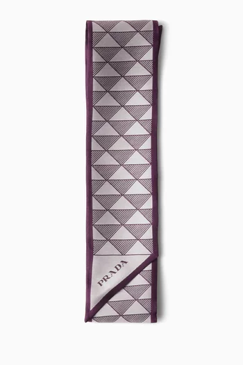 Skinny Printed Scarf in Silk Twill