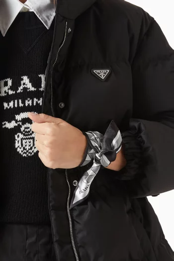 Skinny Printed Scarf in Silk Twill