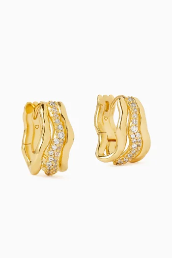 Small Molten Snow Hoop Earrings in 18kt Gold-plated Metal