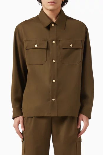 La Surchemise à Poches Overshirt in Wool-blend
