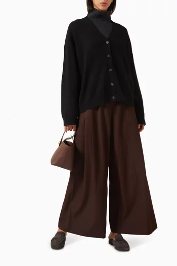 Wide-leg Pants in Wool-blend