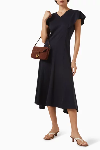 فستان قطن بأكمام على شكل بتلات زهور