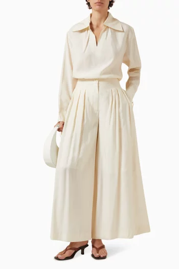 Pleated Wide-leg Pants in Modal