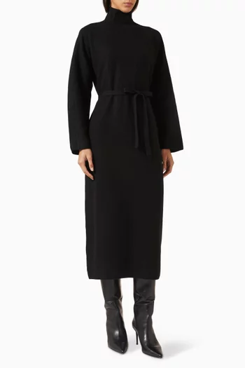 Turtleneck Belted Knit Dress