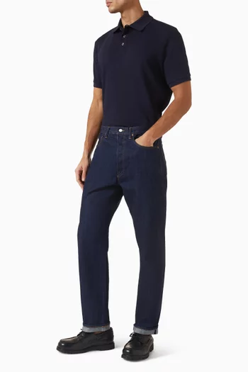 تي شيرت بولو بارز الملمس مزيج قطن