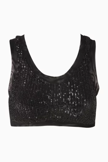 Sequin-embellished Racer Swim Bra