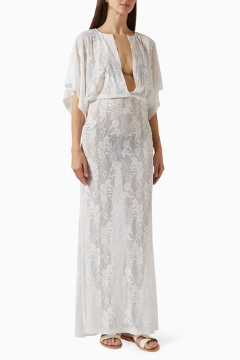 فستان سهرة أوبي دانتيل مطاطي