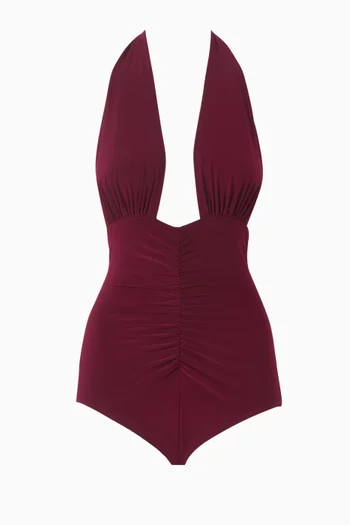 Halter Shirred Mio One-piece Swimsuit
