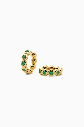 Small Tennis Hoop Earrings in 18kt Gold-plated Brass