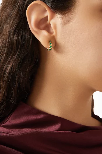 Small Tennis Hoop Earrings in 18kt Gold-plated Brass