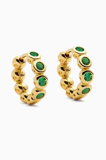 Small Tennis Hoop Earrings in 18kt Gold-plated Brass