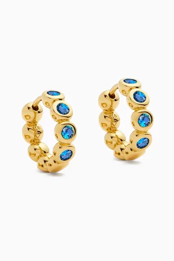 Small Tennis Hoop Earrings in 18kt Gold-plated Brass