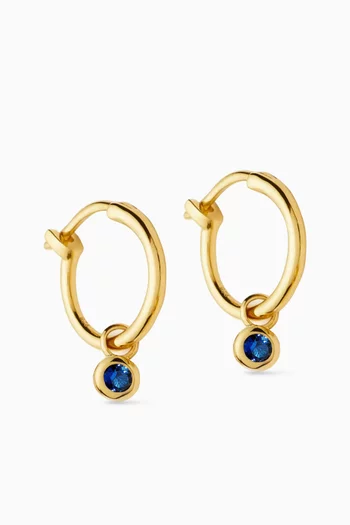 Tennis Charm Mini Hoop Earrings 18kt Gold Vermeil
