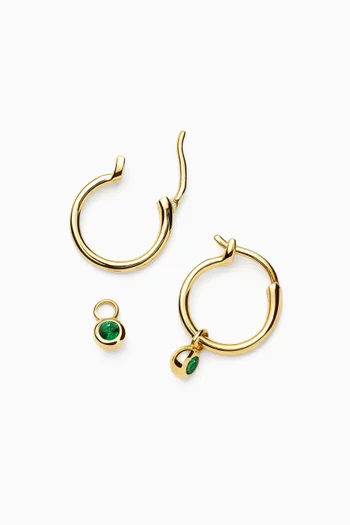 Mini Tennis Charm Hoop Earrings in 18kt Gold-plated Brass