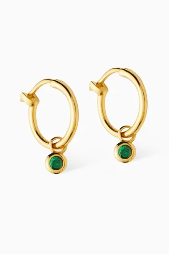 Mini Tennis Charm Hoop Earrings in 18kt Gold-plated Brass