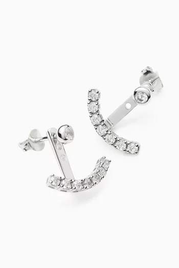 Tennis Ear Jacket Stud Earrings in Sterling Silver