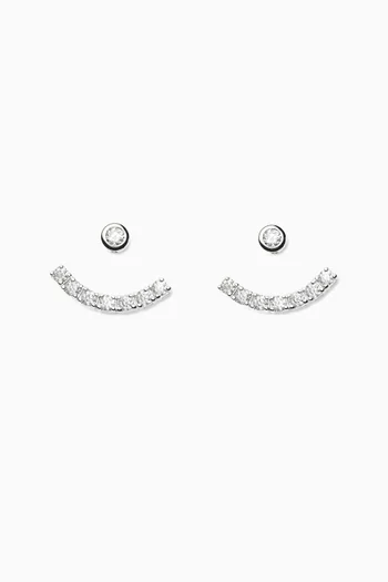 Tennis Ear Jacket Stud Earrings in Sterling Silver