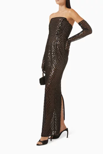 Farah Gloves Sequin-embellished Maxi Dress