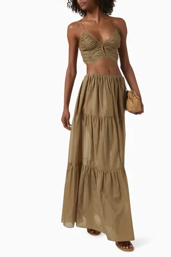 بلوزة ساوث بكشكش قطن وحرير فوال