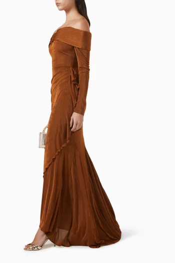 فستان بأكتاف مكشوفة جيرسيه