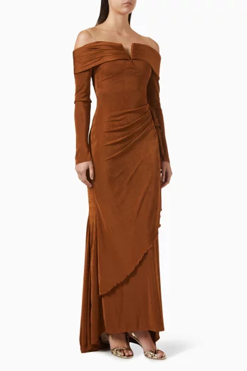 فستان بأكتاف مكشوفة جيرسيه