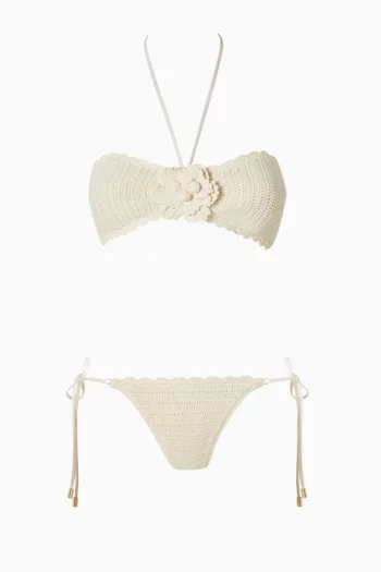 طقم بيكيني اويكن بزهرة كروشيه