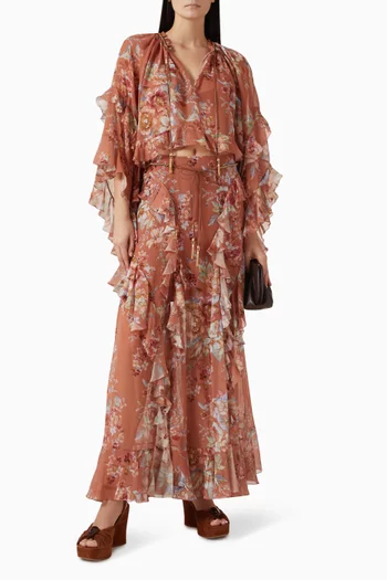 Awaken Ruffle Blouse in Cotton-silk Blend