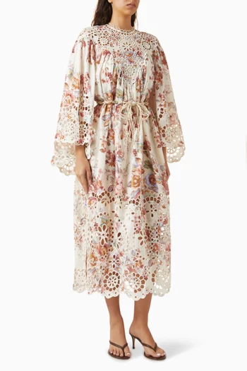 Awaken Embroidered Dress in Linen