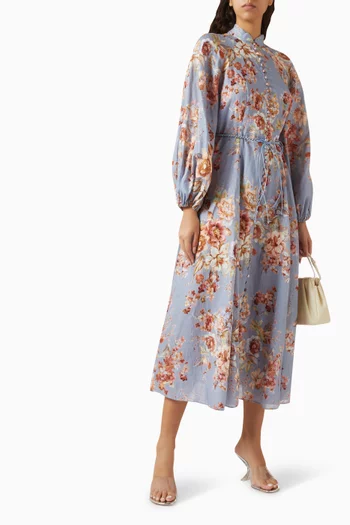 فستان اويكن بقصة واسعة كتان