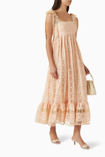 فستان اويكن طويل بنقشة مخططة قطن