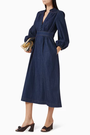 فستان اويكن متوسط الطول دينم