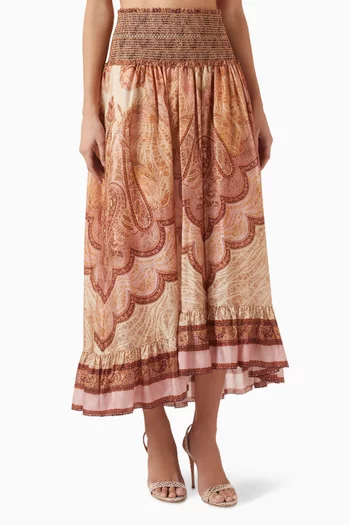 Wanderlust Frill Maxi Skirt in Silk