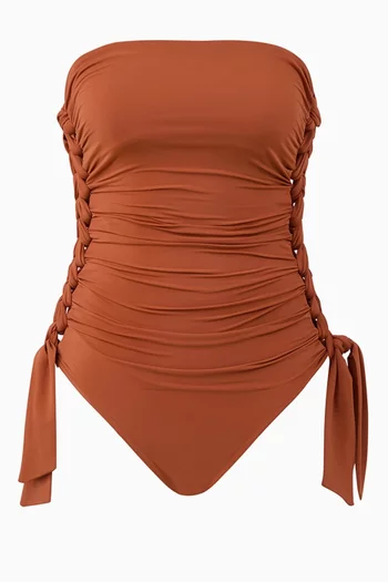 لباس سباحة داي لايت قطعة واحدة بأجزاء مجدولة وكشكش