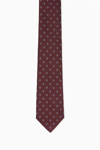 Gancini Jacquard Tie in Silk