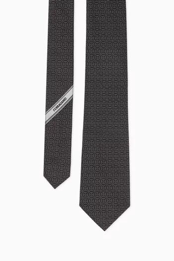 Gancini Jacquard Tie in Silk