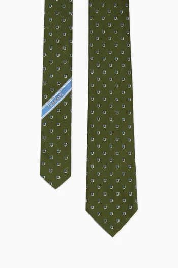 Gancini Jacquard Tie in Silk