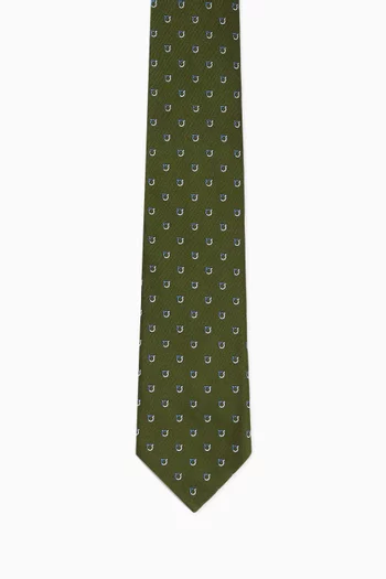 Gancini Jacquard Tie in Silk